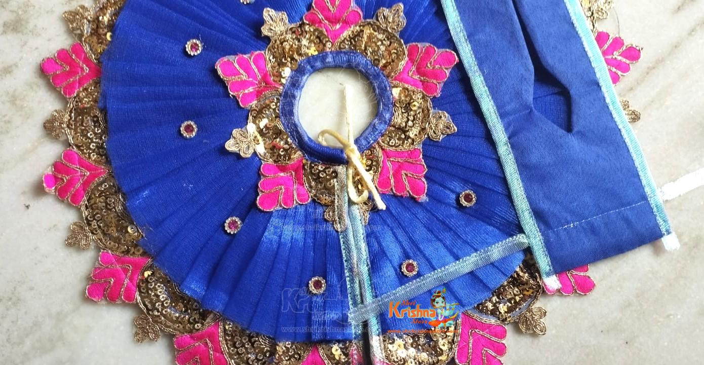 Beautiful Blue Pink Cone Laddu Gopal Ji Dress no