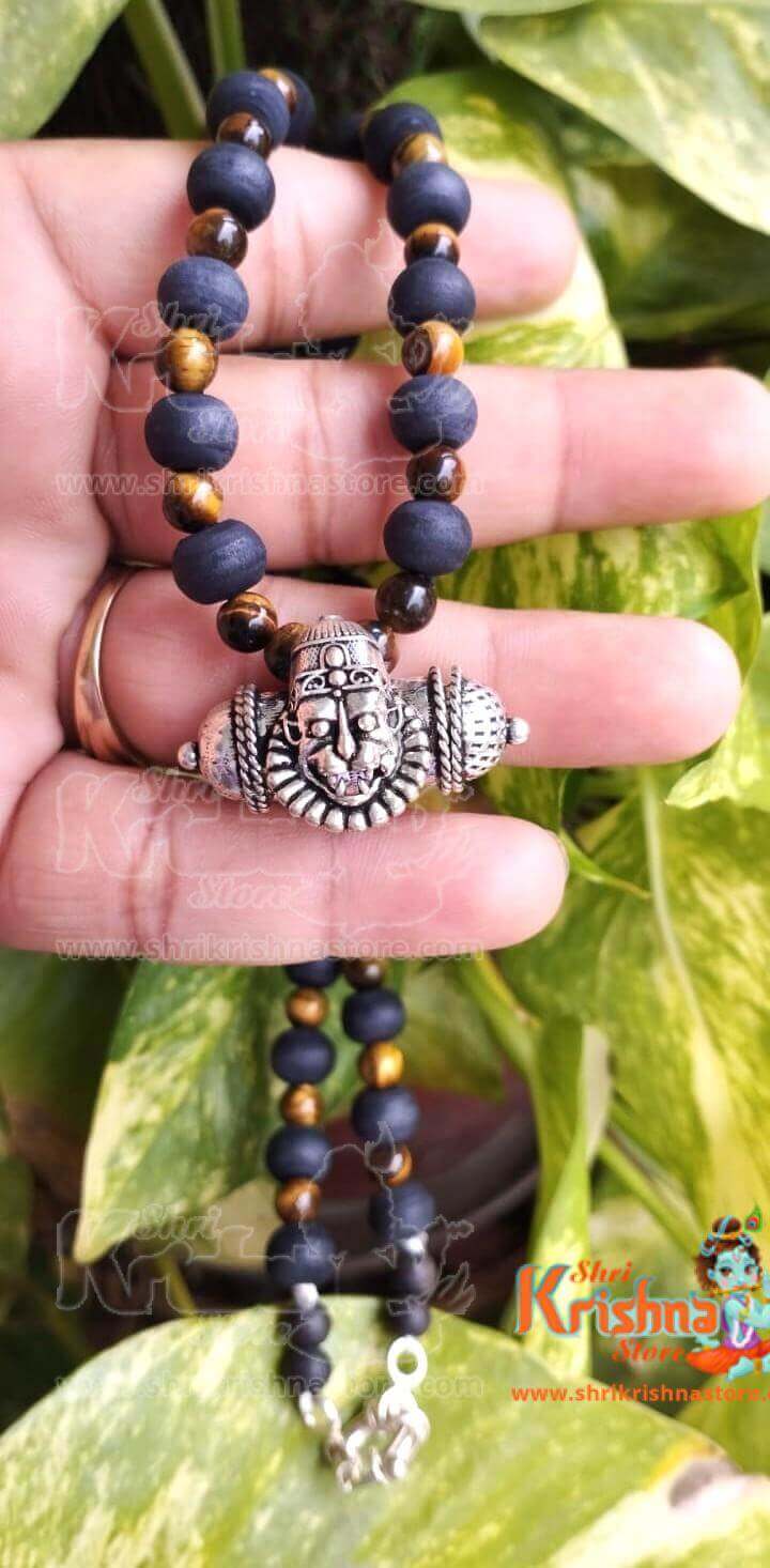 Pure Tulsi with Tiger Ball Special Narasimha Strong Kavach Silver Bracelet