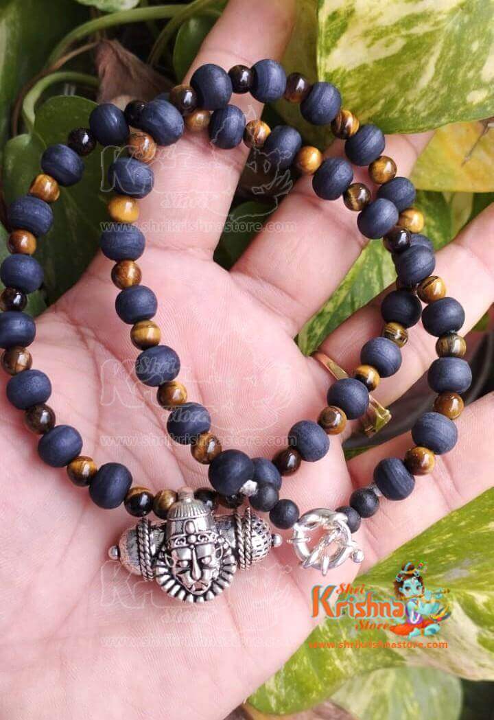 Pure Tulsi with Tiger Ball Special Narasimha Strong Kavach Silver Bracelet