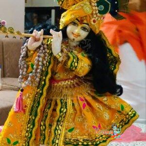 Radha Krishna ji Yellow green dress with shandar Pagdi - Premium
