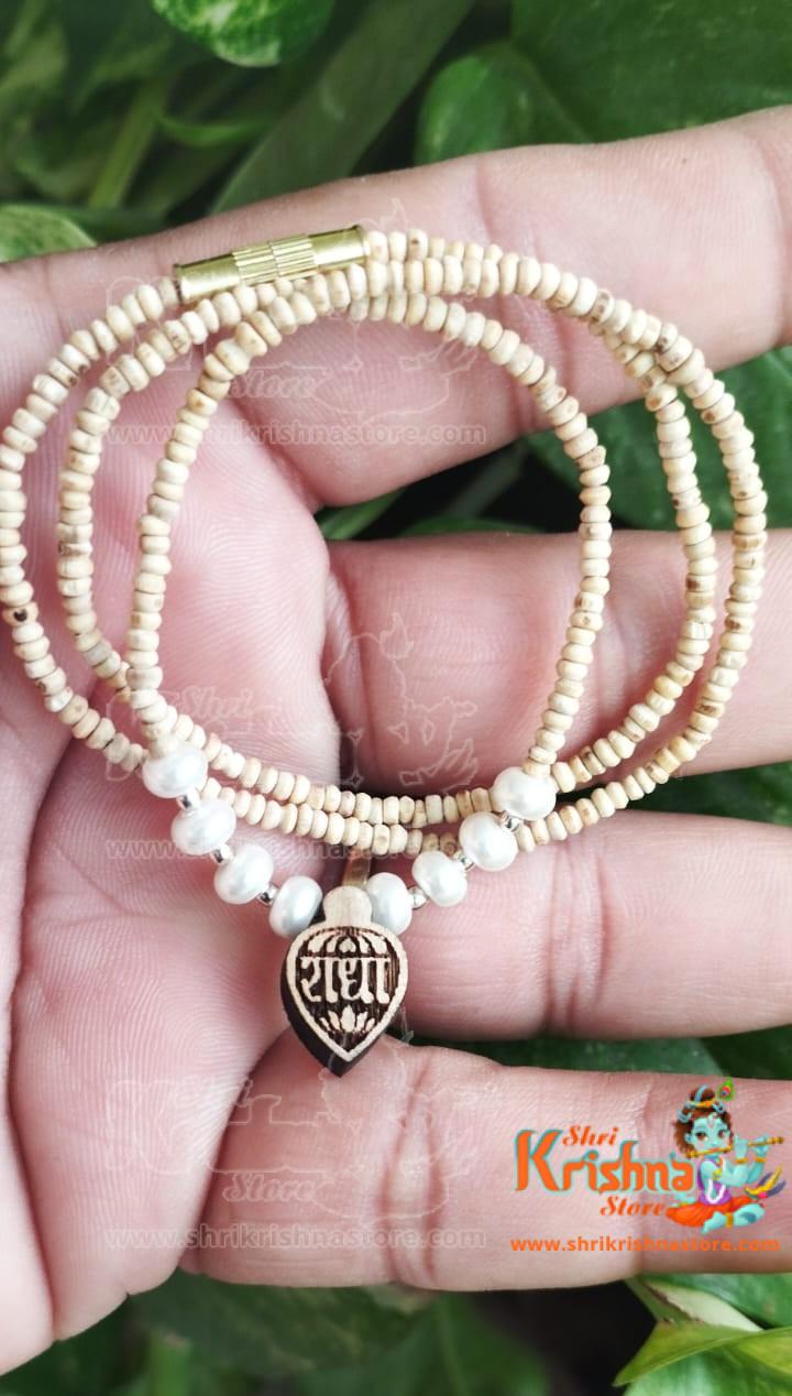 Radha Locket Pure Tulasi Kanthi Mala with Real Pearls