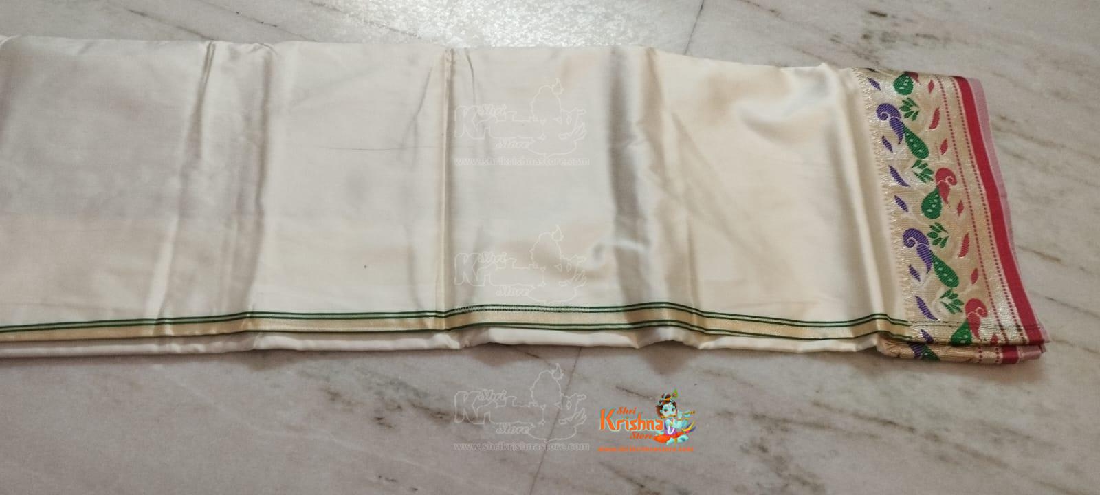 Ganga Jamuna Border Cream Silk Dhoti Set