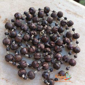 Lotus Tulsi Beads Kanthi Mala in Silver