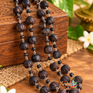 Lotus Tulsi Beads Kanthi Mala Made in Strong Silver Wire