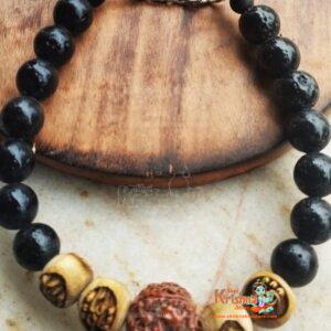 Om carved Tulsi with Rudrakh Beads Braslate