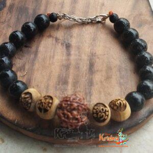 Om carved Tulsi with Rudrakh Beads Braslate