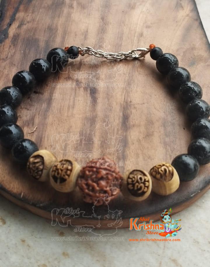 Om carved Tulsi with Rudrakh Beads Braslate