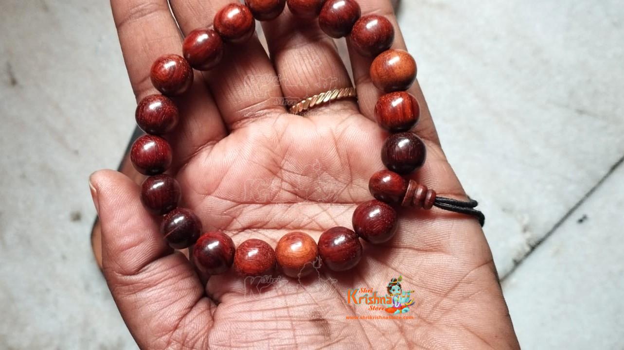 8 mm Spherical Bead Shaped Red Sandalwood Bracelet – Rakt Chandan Bracelet