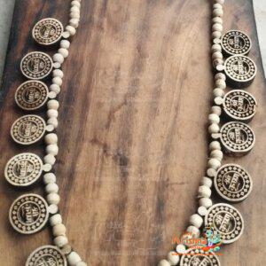Shri Radha Naam Carved Tulsi Kanthi Haar Mala