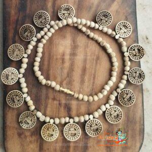Shri Radha Naam Carved Tulsi Kanthi Haar Mala