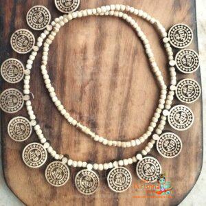 Shri Radha Naam Carved Tulsi Kanthi Haar Mala