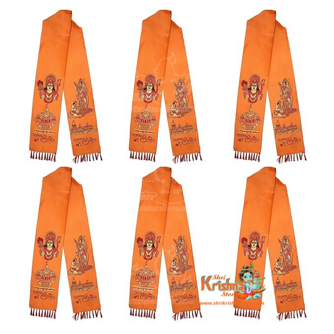 Jai Shree Ram Long Size Embroidery Dupatta/Chunni/Patka For Men, Women, Boys and Girls Set of 6Pcs Pack of 1