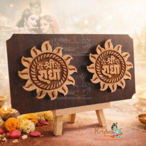 Shri Radha Naam Beautiful Design Wooden Stand For Home Decor