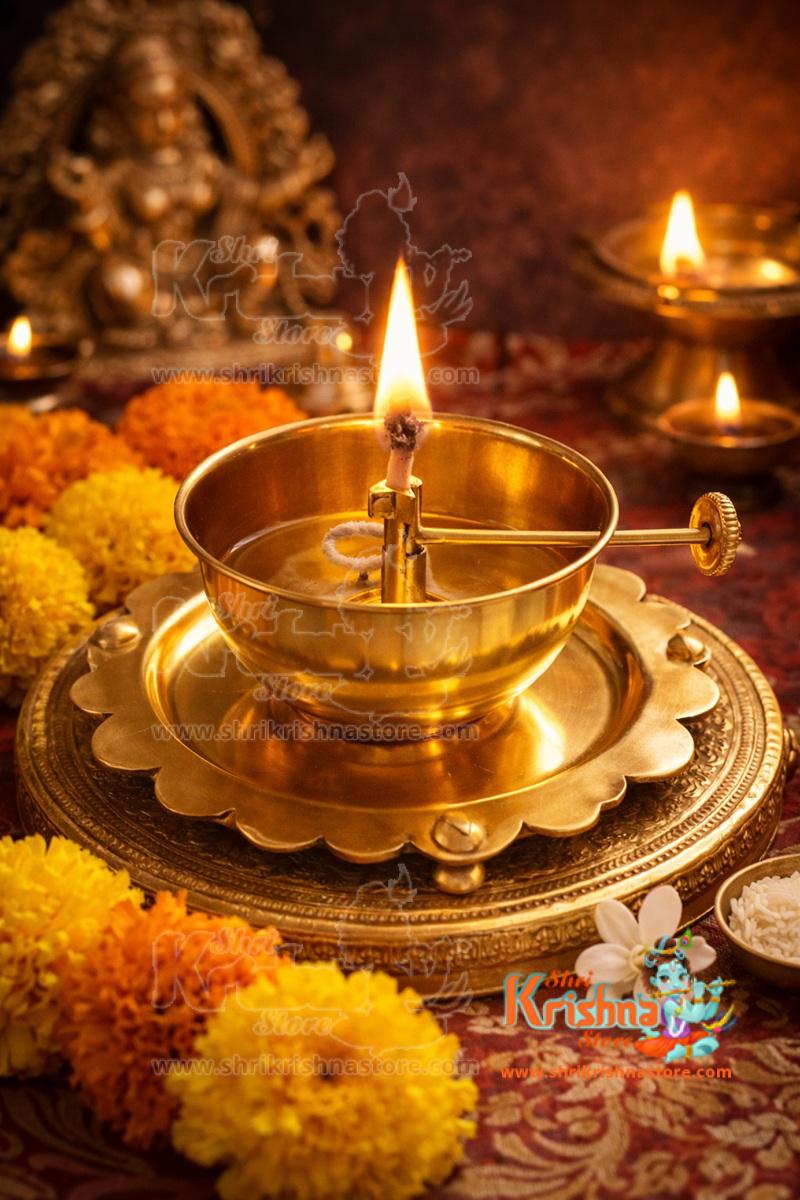 Akhand Jyoti Diya Brass Table Diya
