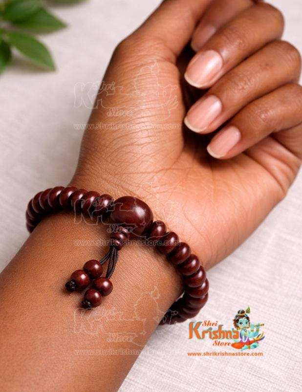 Pure Red Chandan Bracelet In Button Shaped Beads