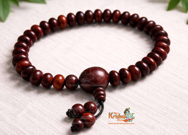 Pure Red Chandan Bracelet In Button Shaped Beads