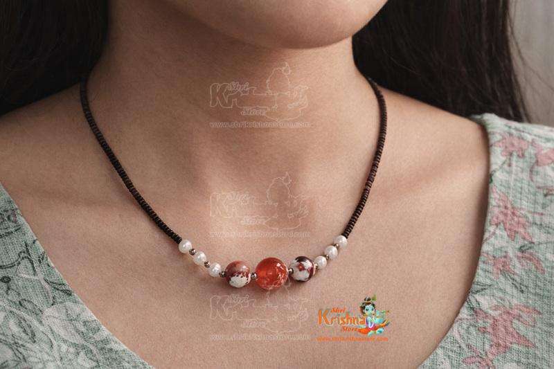 Stone with white Moti Tulsi Kanthi Mala