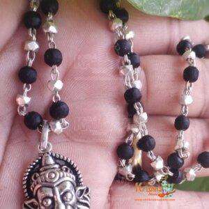 Narsingh Bhagwan Silver Locket With Tulsi Beads Mala