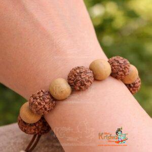 Adjustable rudraksha, Tulsi big Beads Bracelet