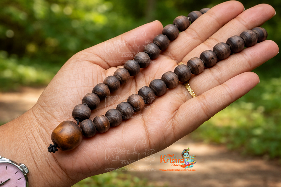 27 + 1 Beads Fine Quality Shayma Black Tulsi Japa Mala – Premium