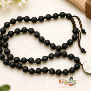 Natural Krishna Shpatik knotted beads Neck Mala with Sacred Gomti Chakra Pendant