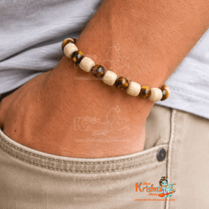 Tiger Eye Ball Bead with Tulsi Beads Strong Bracelet – Classic