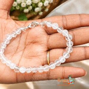 Sphatic Stone Bead Bracelet In Elastic – Unisex