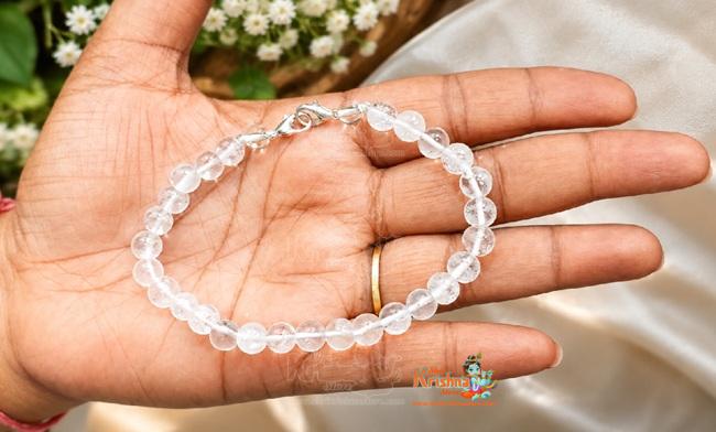 Sphatic Stone Bead Bracelet In Elastic – Unisex