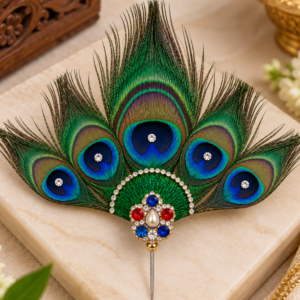 Buy Designer Stone worked Peacock Feather Kalangi for 8 to 18 Inches Idols