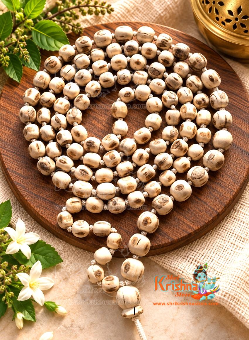 Mridang Design Handmade Tulsi Beads Chanting Mala