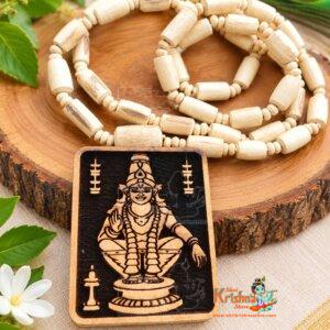 God Ayyappa Swami Pendant With Tulsi Beads Mala – Premium