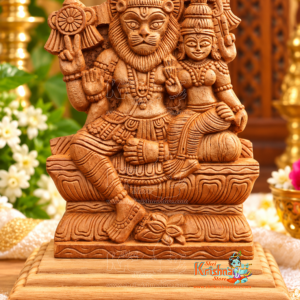 Handcrafted Narasimha Idol made from original Tulsi wood with strong base